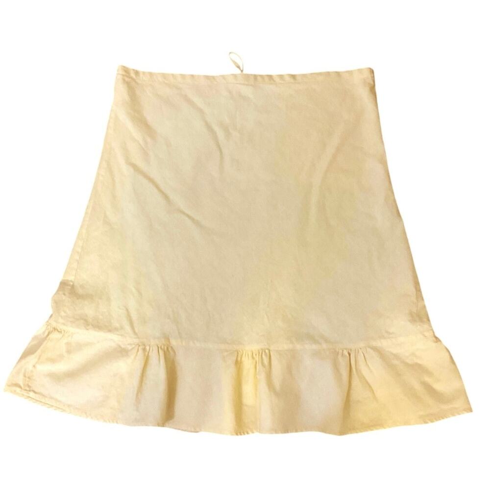 J Crew Skirt Womens M Light Yellow Linen Cotton Pull On Ruffle Hem A Line - Picture 3 of 7